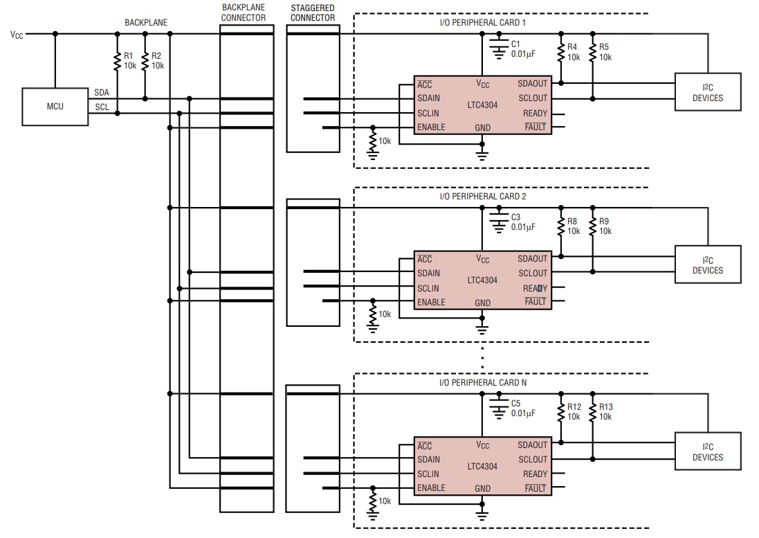 図1. LTC4304を採用した代表的なアプリケーション回路