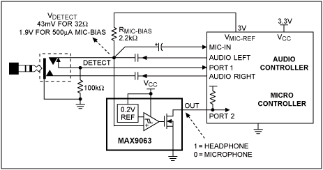 Figure 4. A comparator circuit used for headset detection.