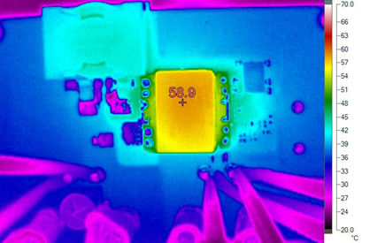 Thermal Image at 48Vin, 24V @ 2.5A Output, Without Forced Air (Top Side)