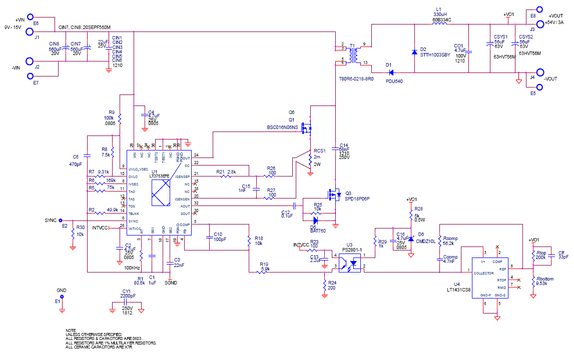 LT3753 162W Isolated Forward Converter
