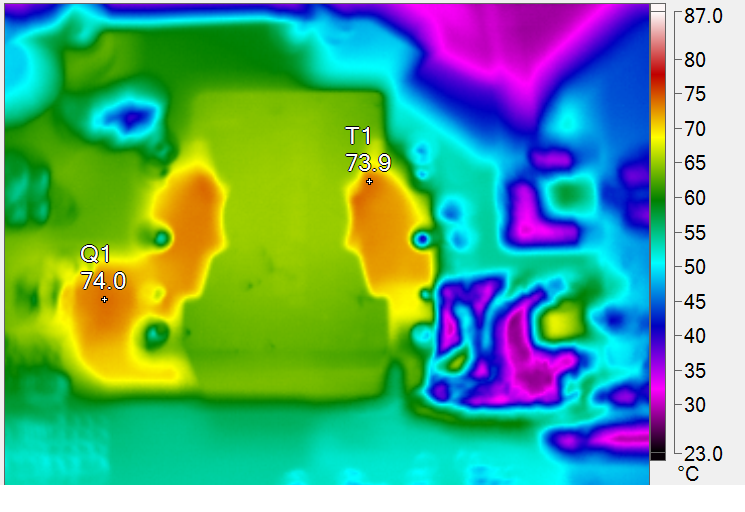 Thermal Image at 12Vin, 54V @ 1.5A Output, with No Forced Air