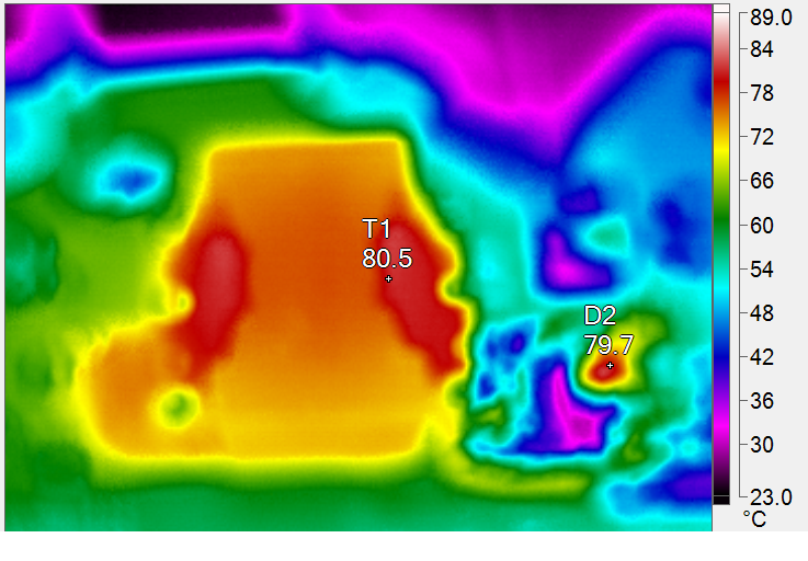 Thermal Image at 24Vin, 54V @ 1.5A Output, with No Forced Air