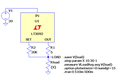 LT3092 Schematic with .MEASURE Statement
