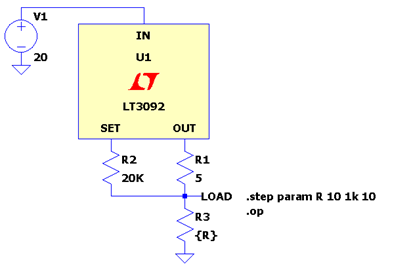 LT3092 Schematic with .OP Simulation