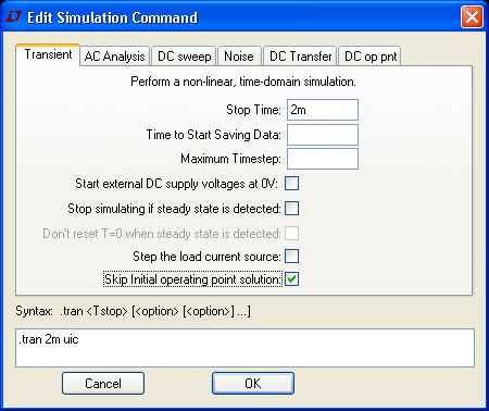Skip the Initial Operating Point Solution
