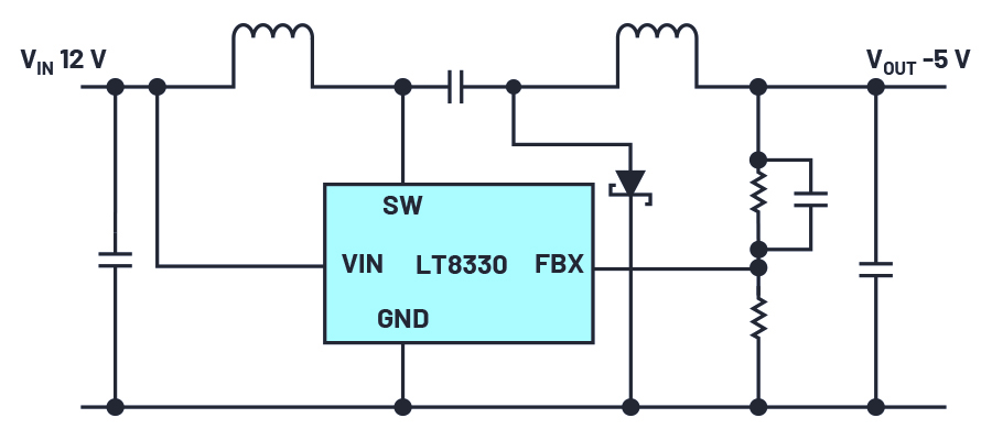 図3 LT8330を使用したĆukレギュレータの回路例