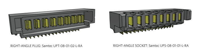 Figure 1.  Samtec UPT and UPS 8-pin connectors. Images courtesy of Samtec.