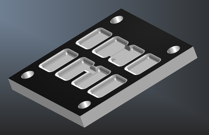 Figure 4. 40mm heatsink mating surface modified to fit MOSFETS and sense resistor placement.