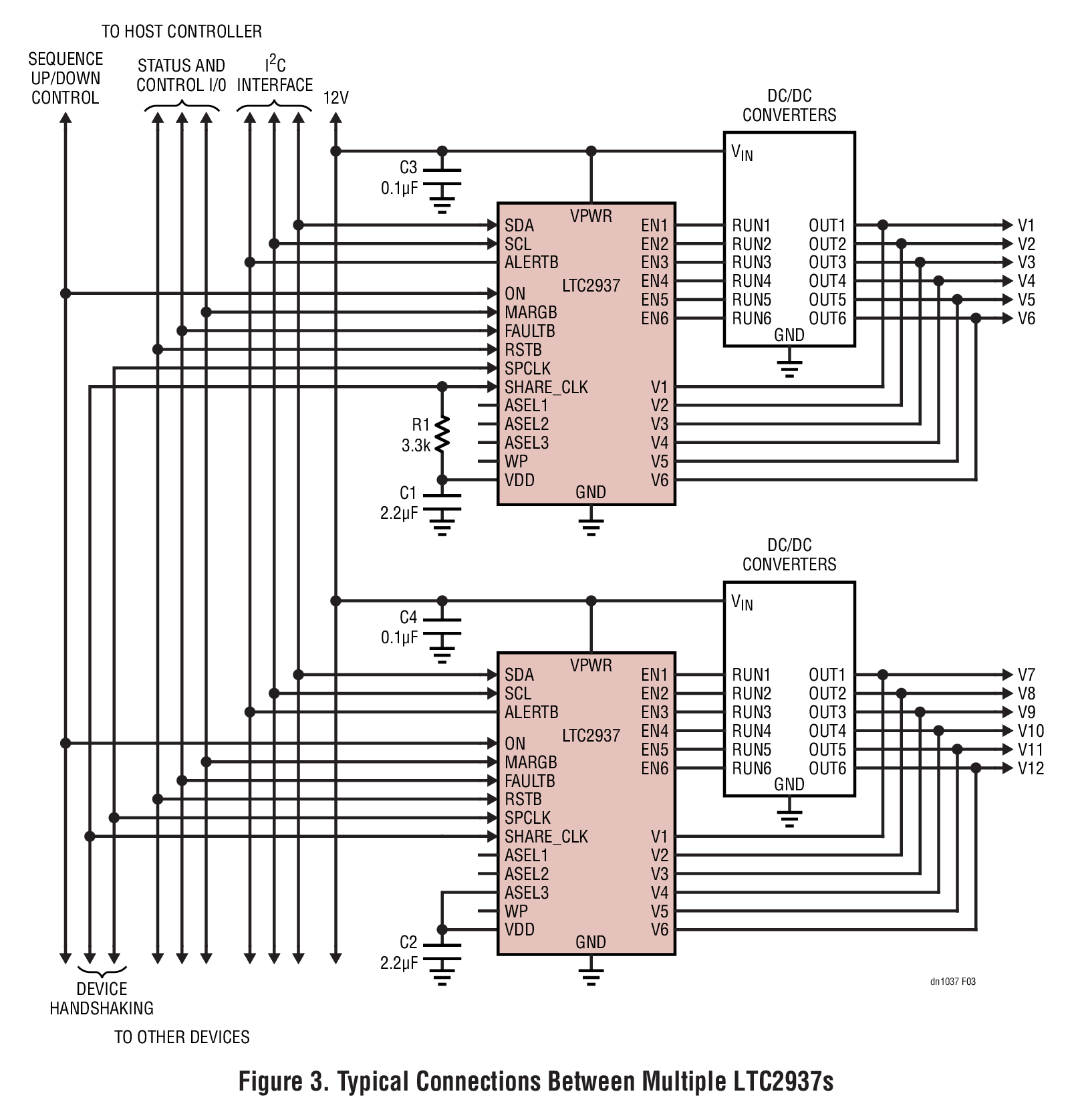 Figure 3. Typical Connections Between Multiple LTC2937s