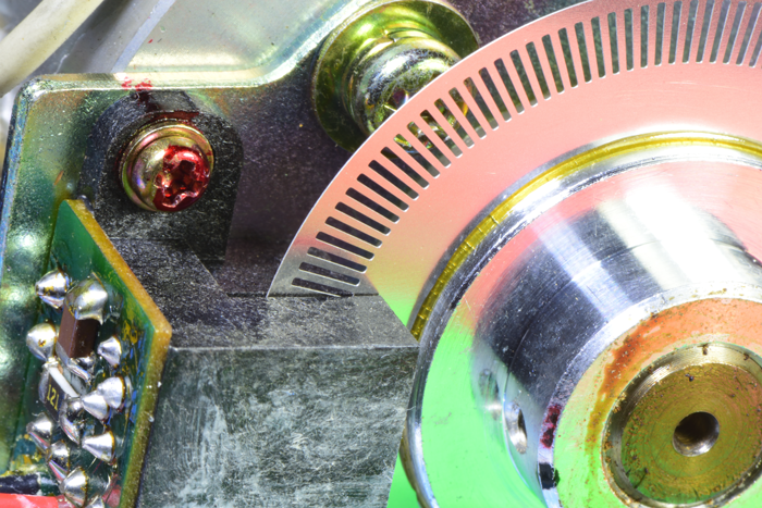 Figure 1. Rotary motor encoder sensing notches on the wheel.