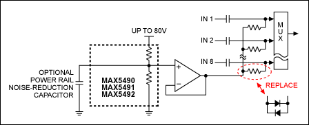 Figure 2. Replacing a series resistor with a pair of back-to-back diodes.