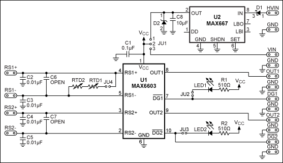 図2. MAX6603EVKITの回路図