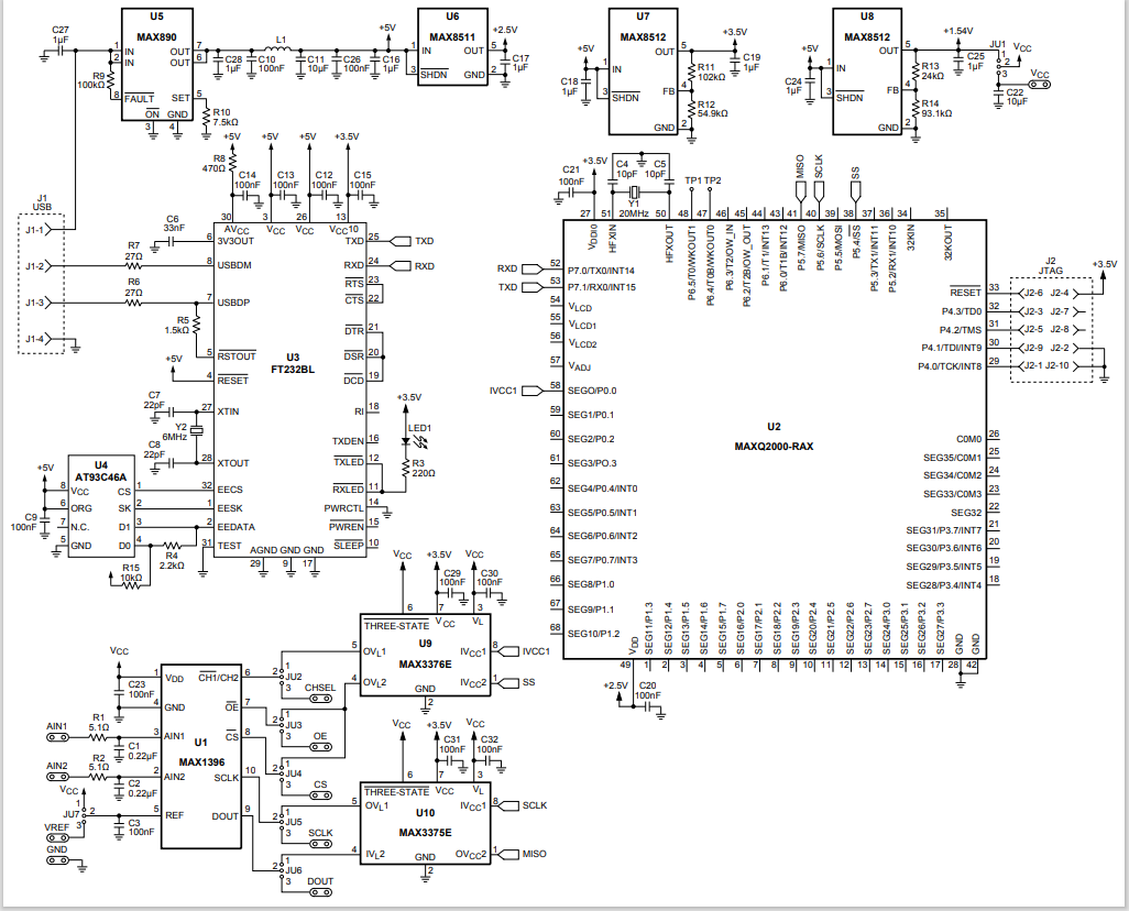 図3. MAX1396EVKITの回路図