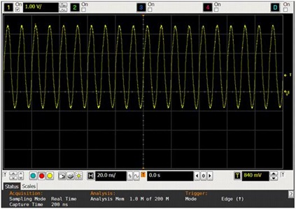 100MHz signal measured using standard scope ground lead