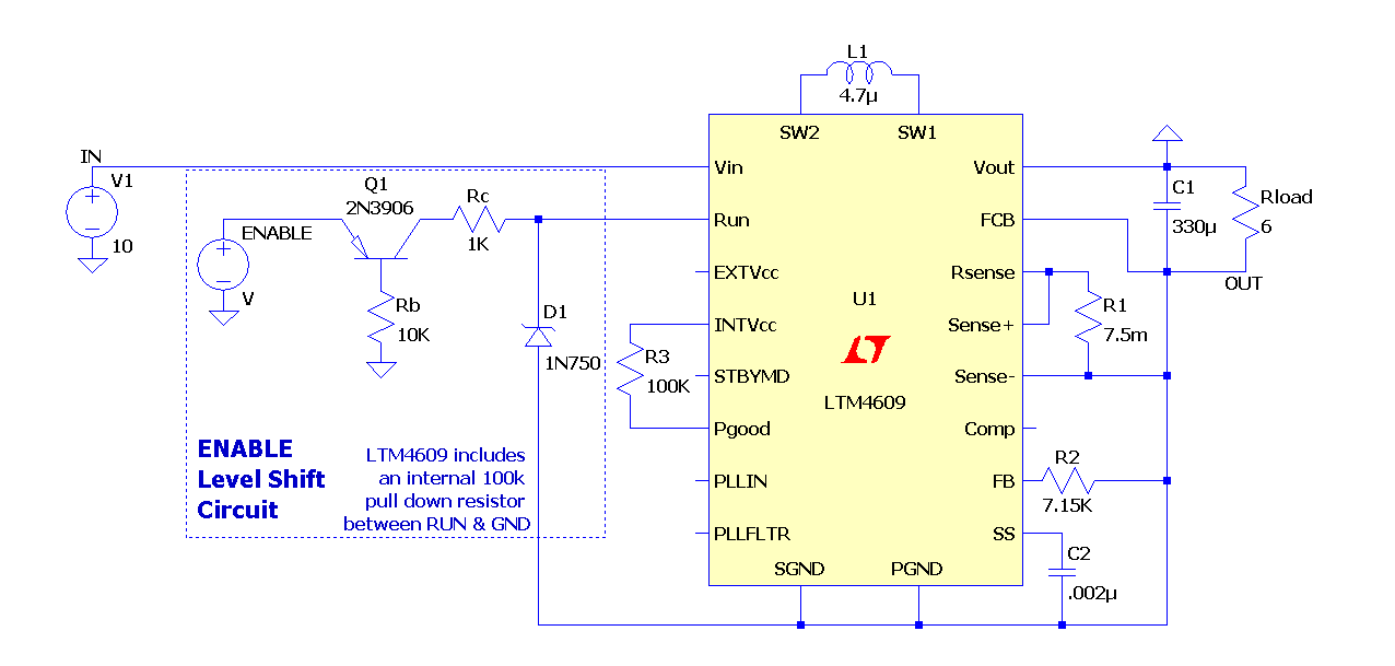 LTM4609 with level Shift Enable Circuit