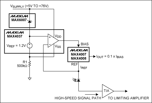 Figure 3. Regulator circuit for the MAX4007/MAX4008 current monitor