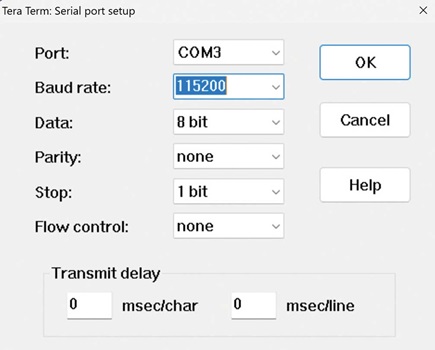 Figure 4. Tera Term settings.