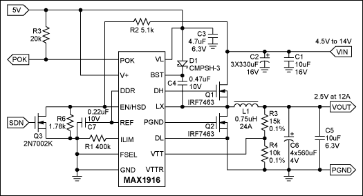 Figure 1. The MAX1917 for VDDQ supply voltage application.