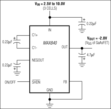 MAX840、MAX843、MAX844：標準動作回路