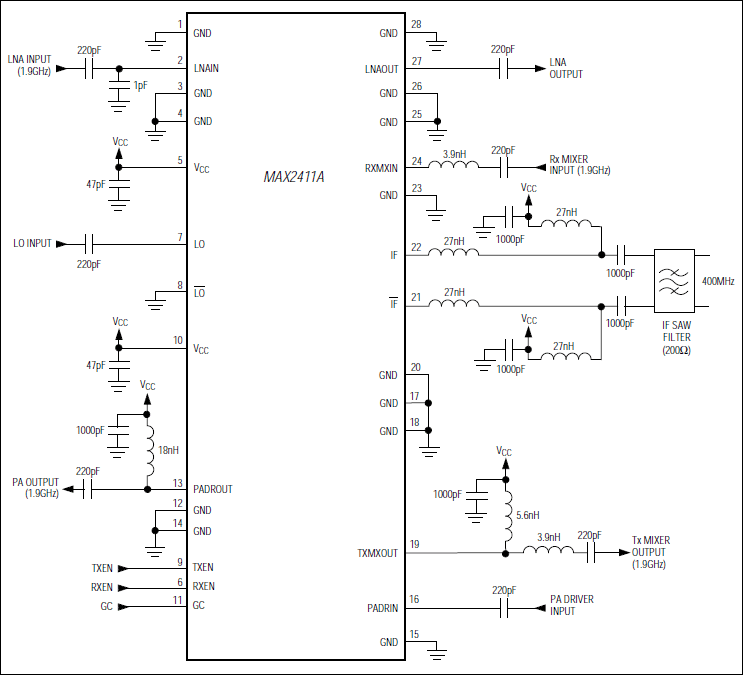 MAX2411A：標準動作回路
