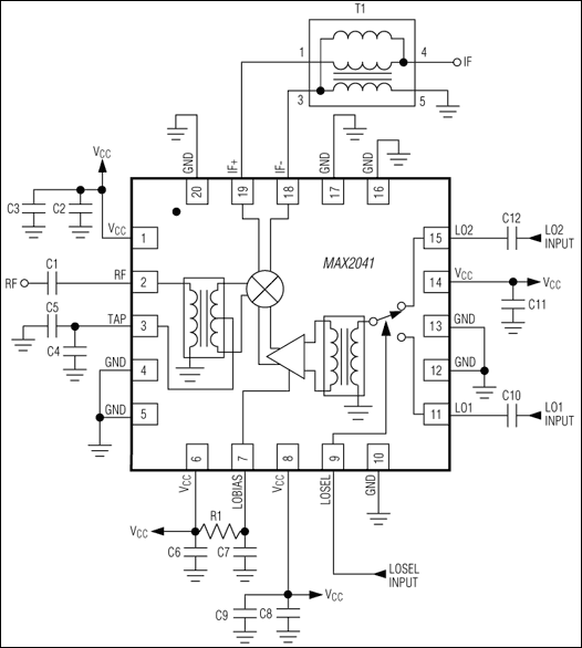 MAX2041：標準アプリケーション回路