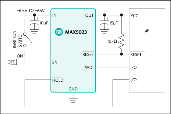 MAX5023、MAX5024：標準動作回路