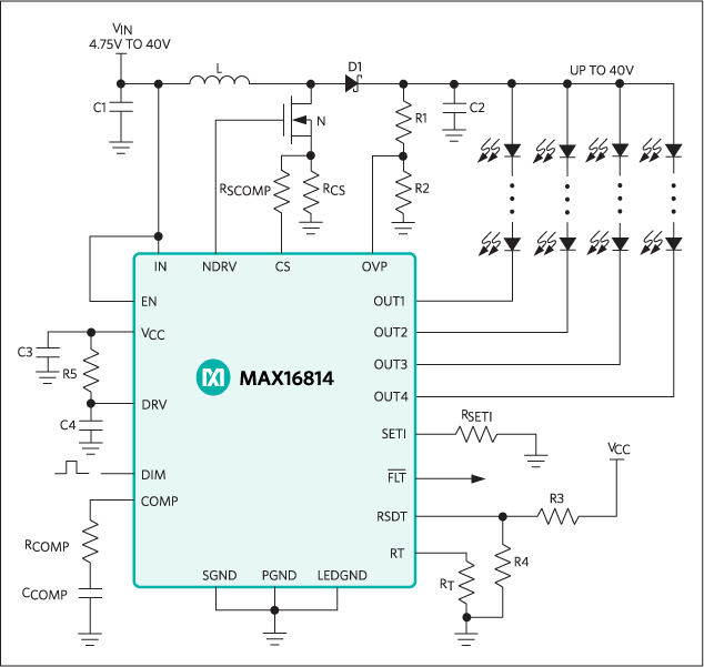 MAX16814：標準動作回路