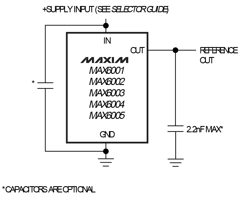 MAX6001/MAX6002/MAX6003/MAX6004/MAX6005 Circuit Diagram