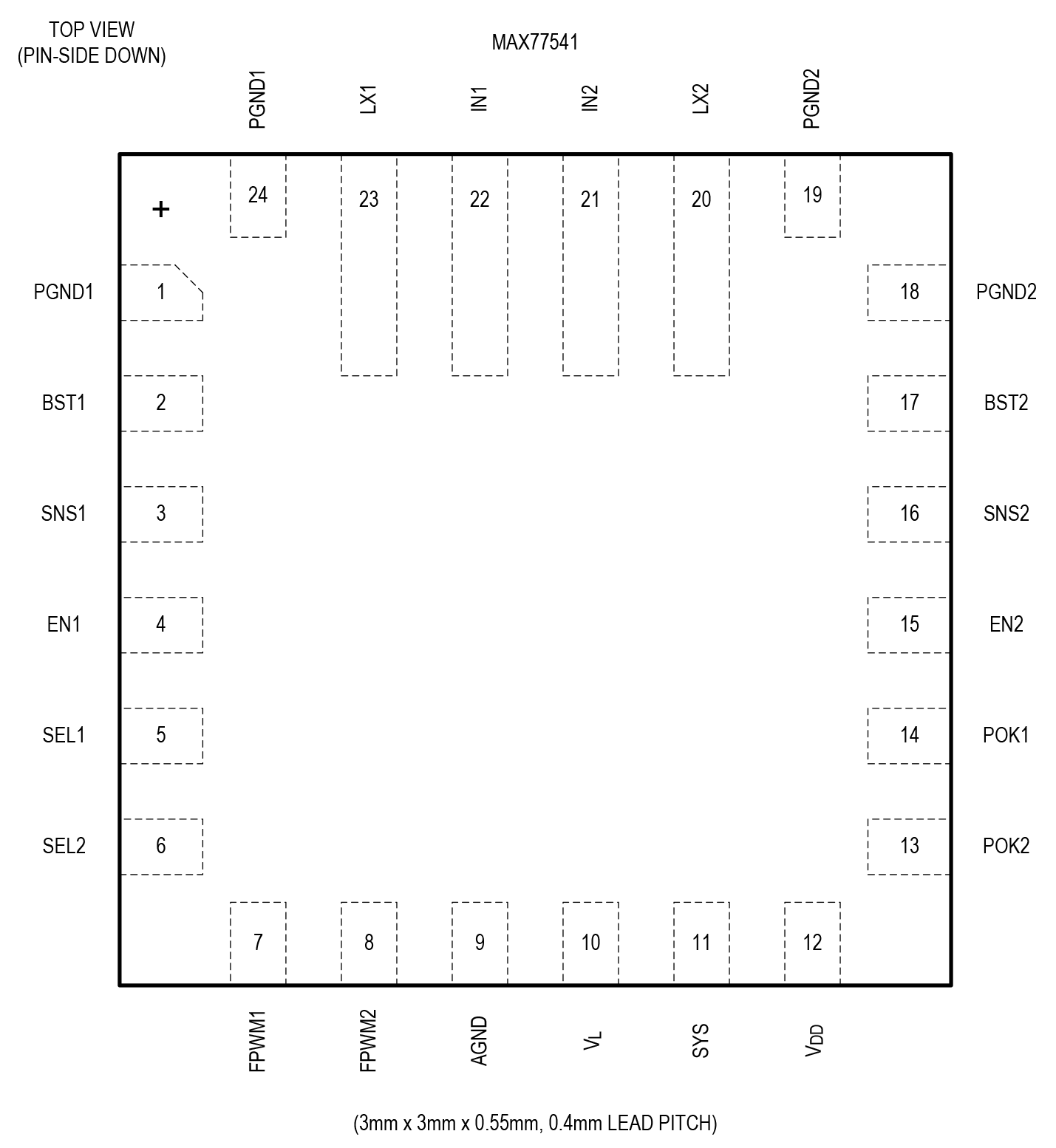 MAX77541 24 FC2QFN Pin Configuration