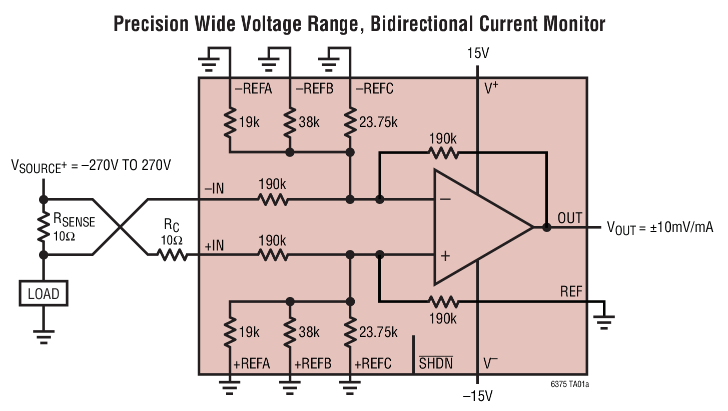Precision Wide Voltage Range, Bidirectional Current Monitor