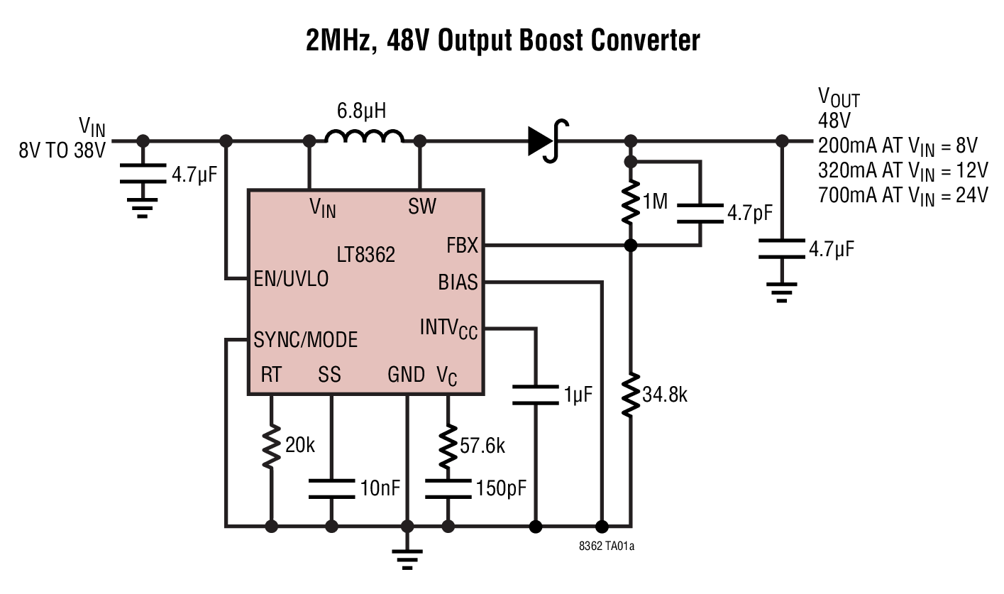 2MHz, 48V Output Boost Converter