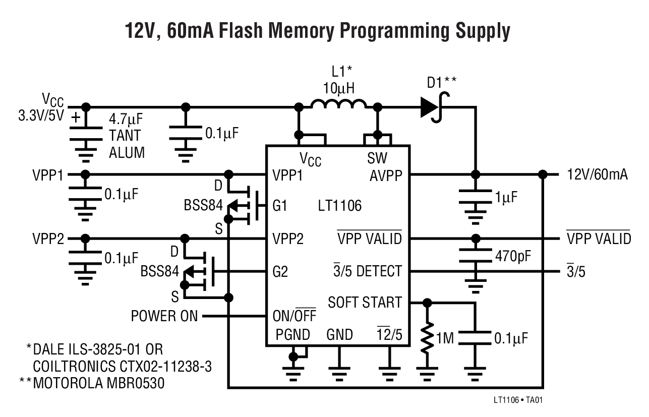 12V, 60mA Flash Memory Programming Supply