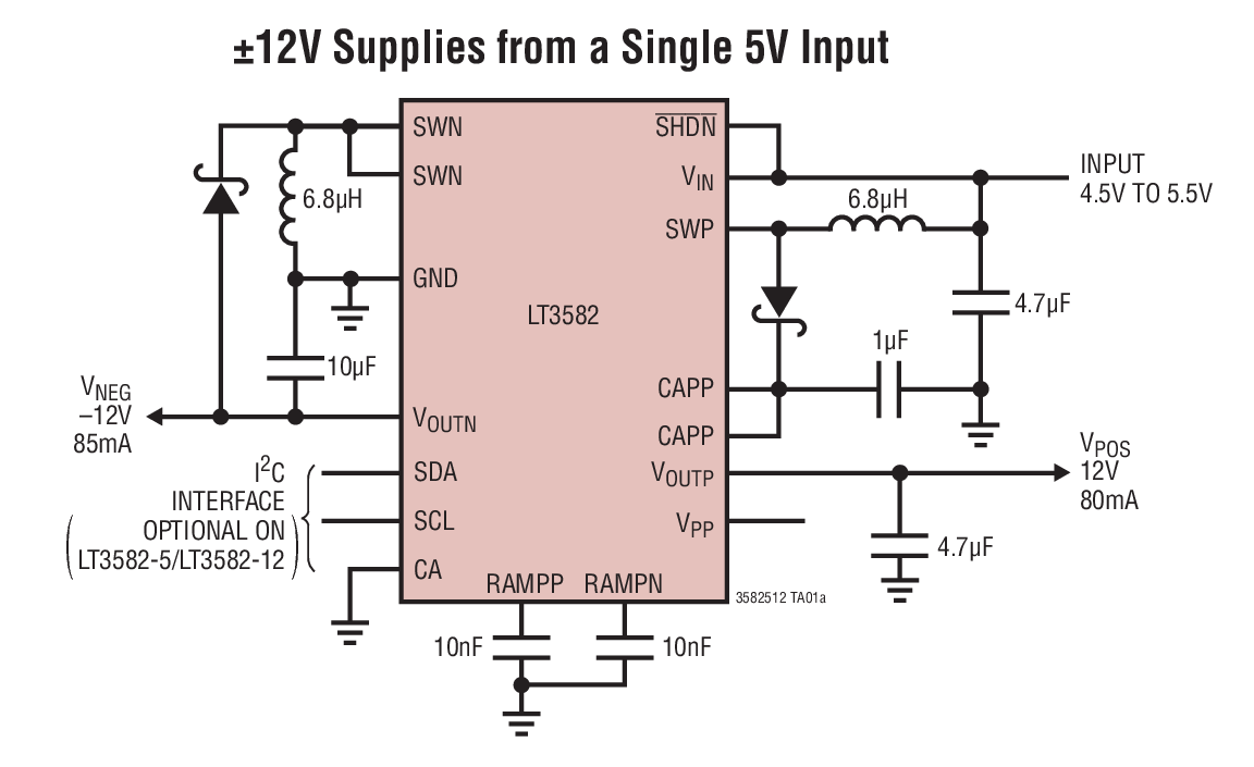 ±12V Supplies from a Single 5V Input