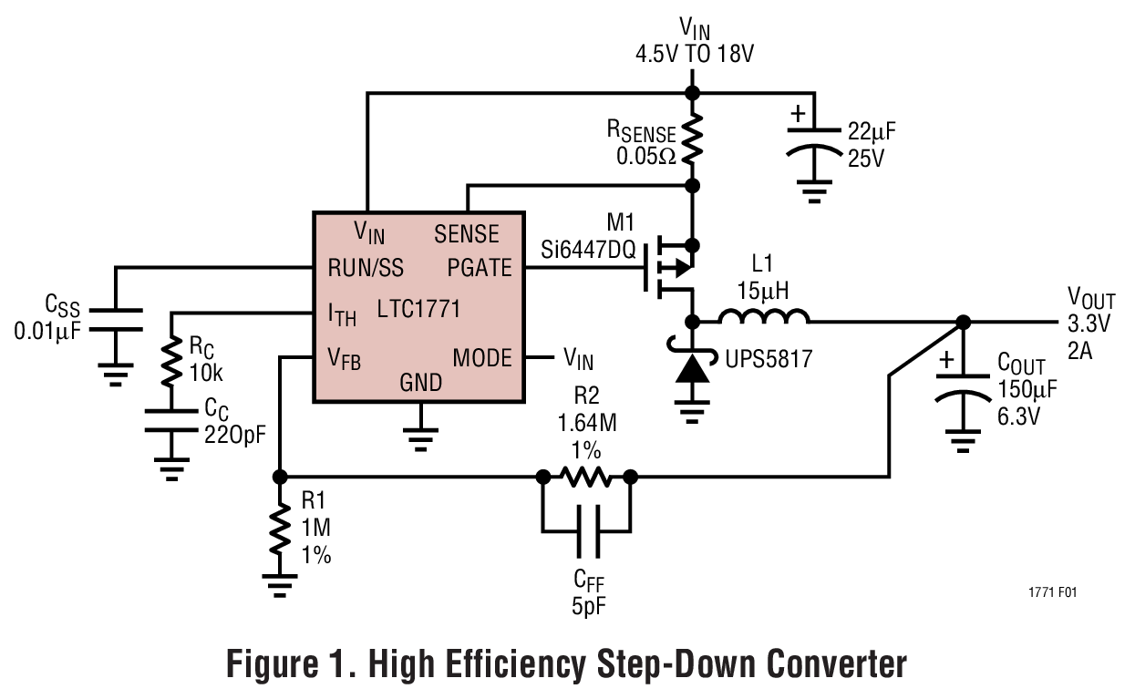 Figure 1. High Efficiency Step-Down Converter