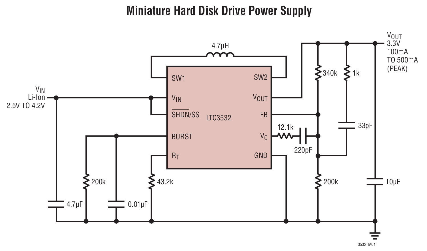Miniature Hard Disk Drive Power Supply