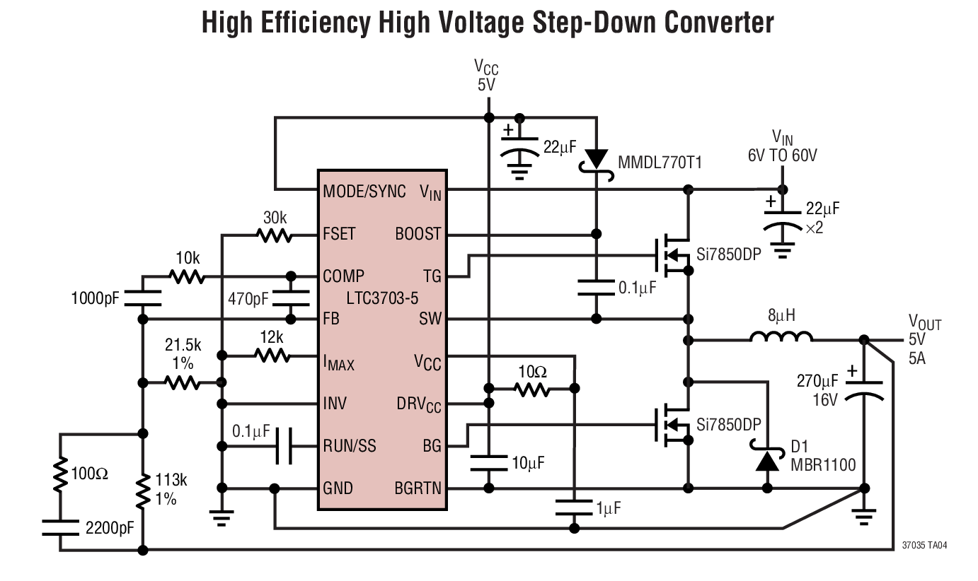 High Efficiency High Voltage Step-Down Converter