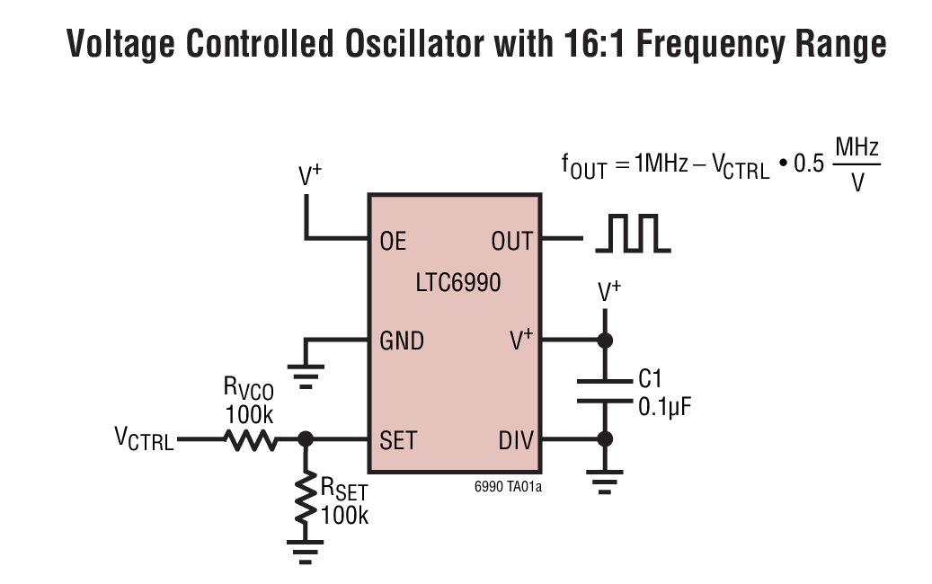 Voltage Controlled Oscillator with 16:1 Frequency Range