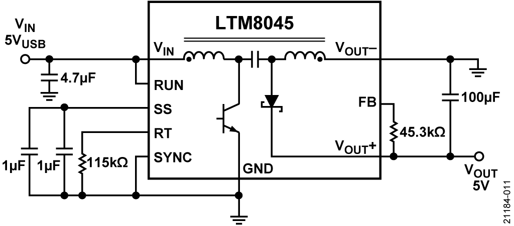 図 11. 5V SEPIC として構成されている LTM8045（VIN 側）
