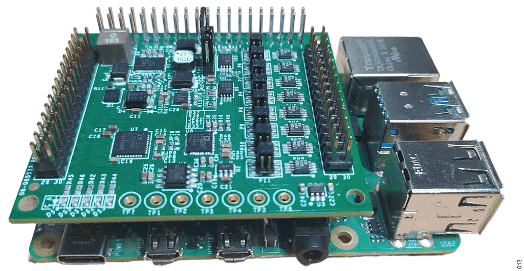 図 14. Raspberry Pi に取り付けた EVAL-CN0554-RPIZ