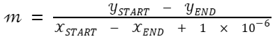 Formula to calculate the distance between the starting and ending angular positions and its slope