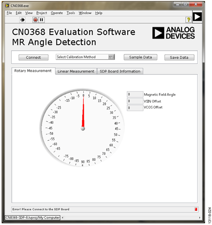 Screenshot of CN0368 Evaluation Software, Rotary Measurement Tab