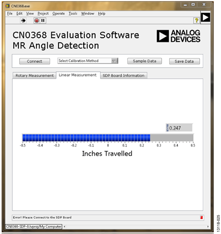 Screenshot of CN0368 Evaluation Software, Linear Measurement Tab