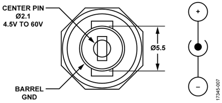 External DC Power Supply Barrel Jack Dimensions