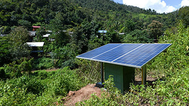 Small solar cell in mountain village