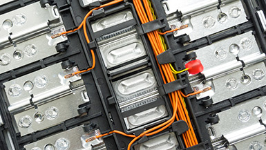 Automotive battery pack zoomed in