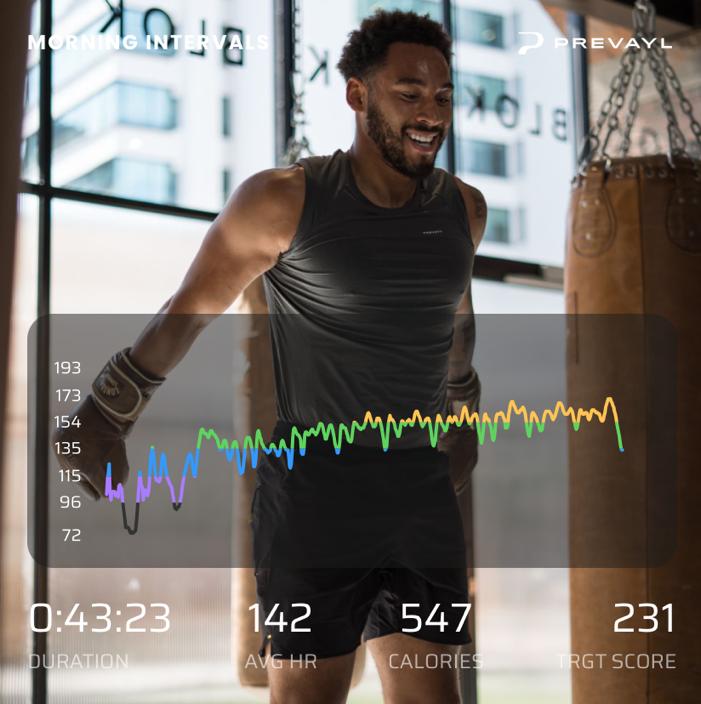 A man in gym with real-time data overlay
