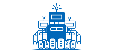 Three blue robots