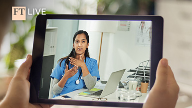 Patient talking to a doctor using a digital tablet