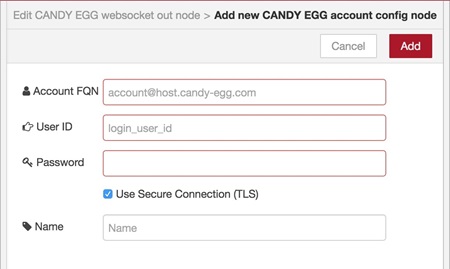 図34, 「CANDY EGG account」設定ノード