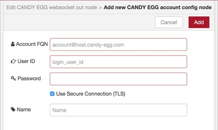 図34, 「CANDY EGG account」設定ノード